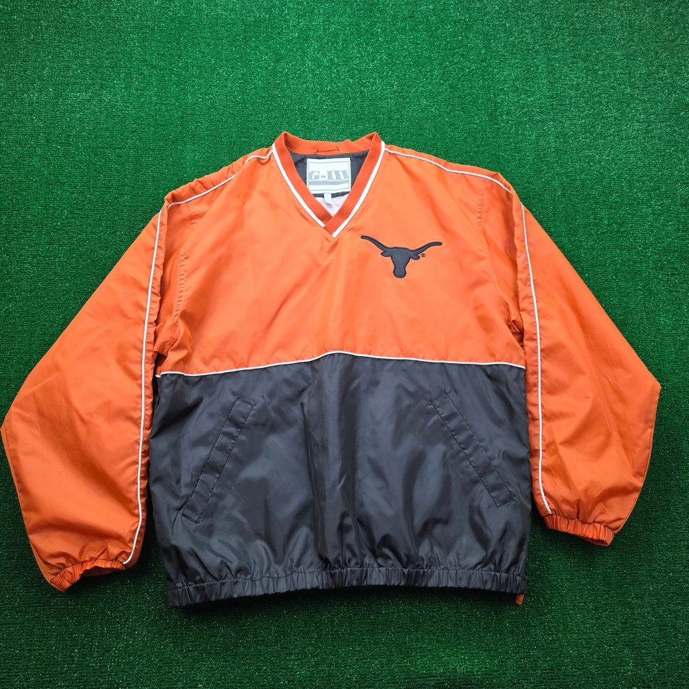 Vintage Texas Longhorns Windbreaker Jacket Mens Large Orange Black Pullover NCAA